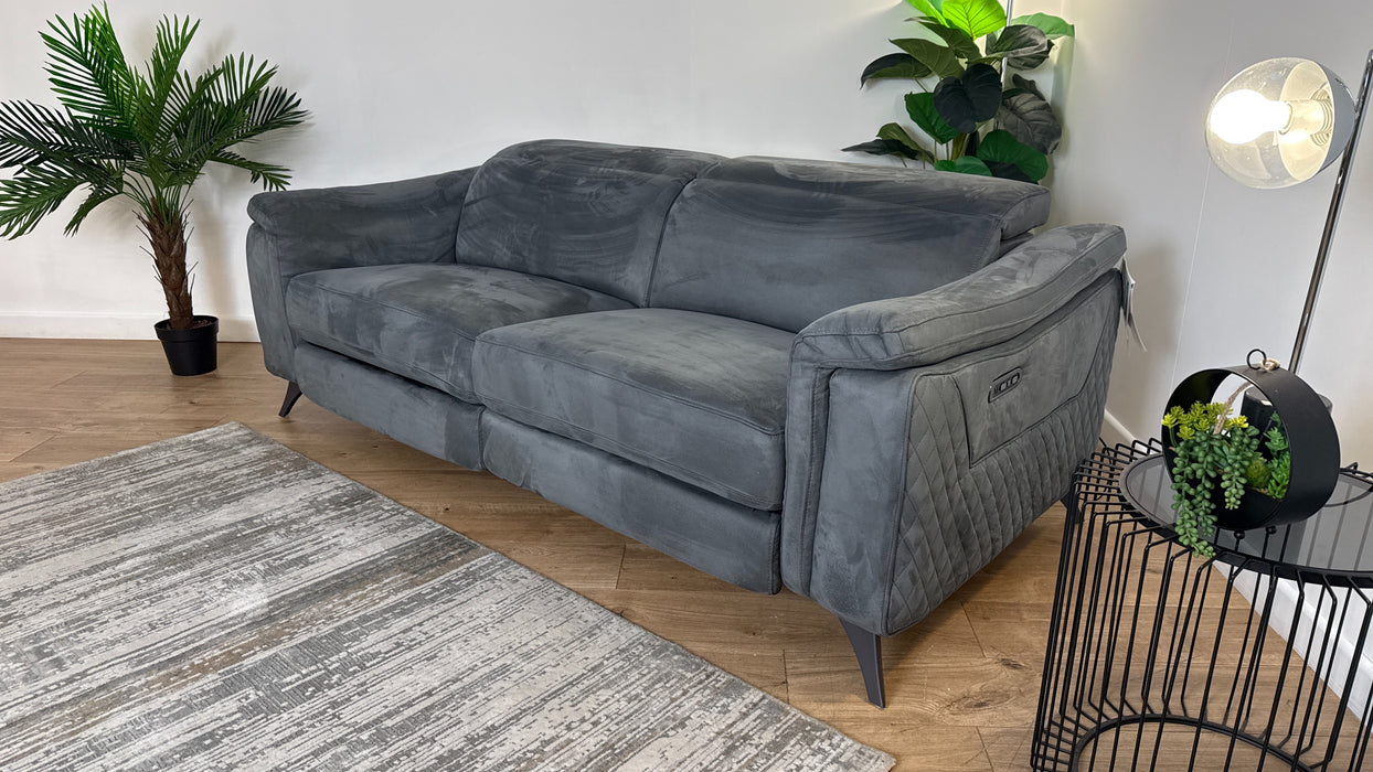 Sofology The Ezra 3 Seater Recliner Sofa in Lifestyle Plush Fabric Lead Grey