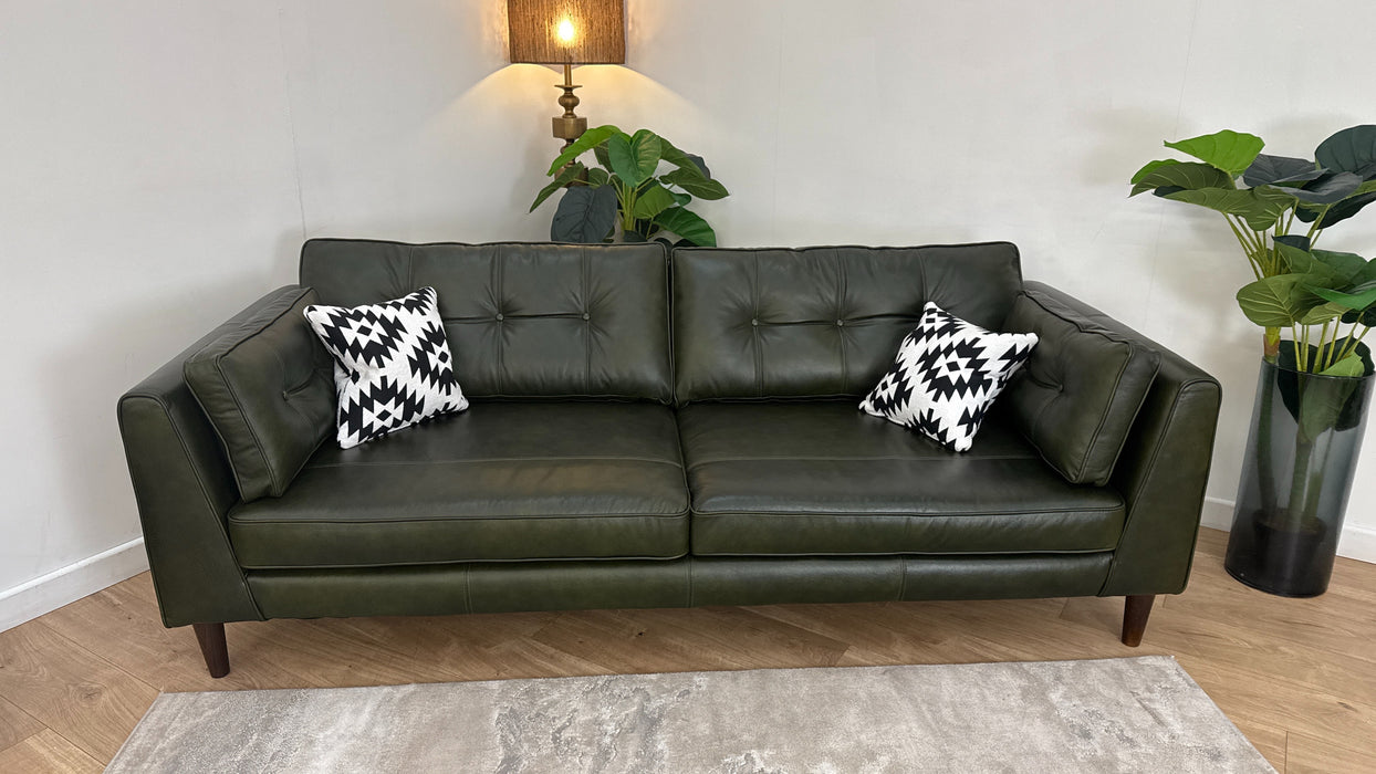 Sofology Cricket Leather 4 Seater in Green Mix