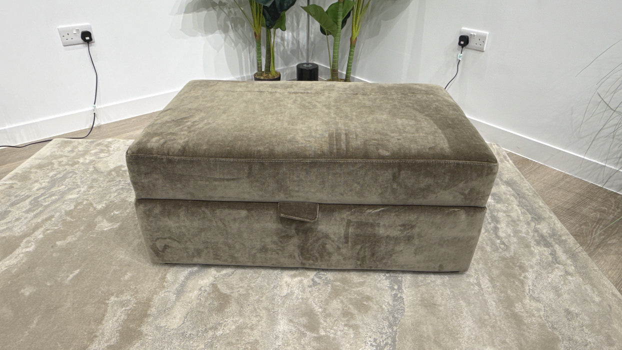 Sofology Regency Fabric Large Storage Footstool in Fine Textured Chenille Bark