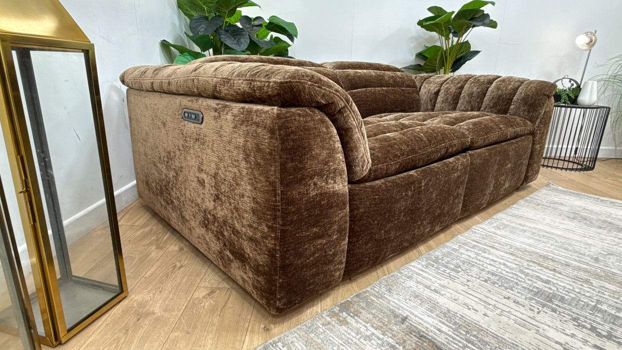 Sofology Olson 2 Seater Power Recliner/Headrest in Fabric in luxury Chenille Bark