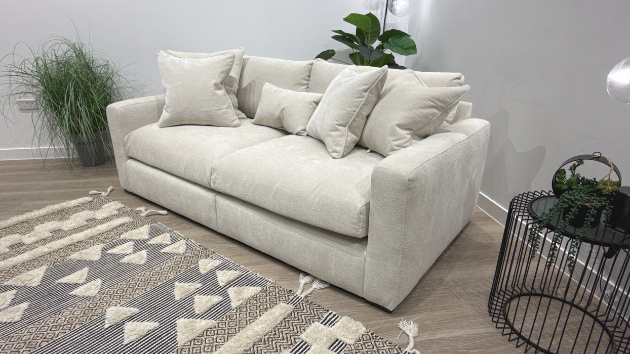 Sofology Moderna Fabric 4 Seater Split Extra Flex Interior in Soft Slub Chenille Ivory
