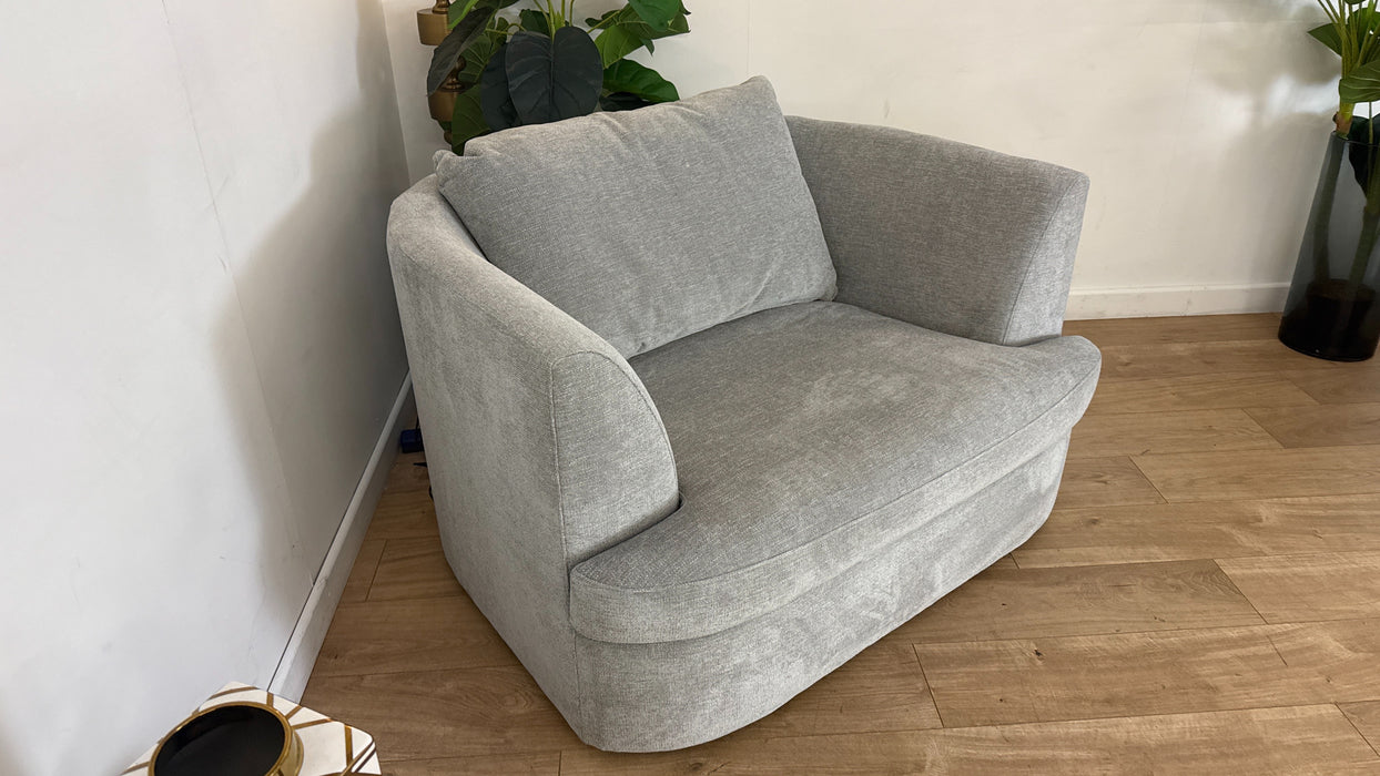 Sofology Chloe Fabric Loveseat Full Back in Linen Look Chenille Grey Mix