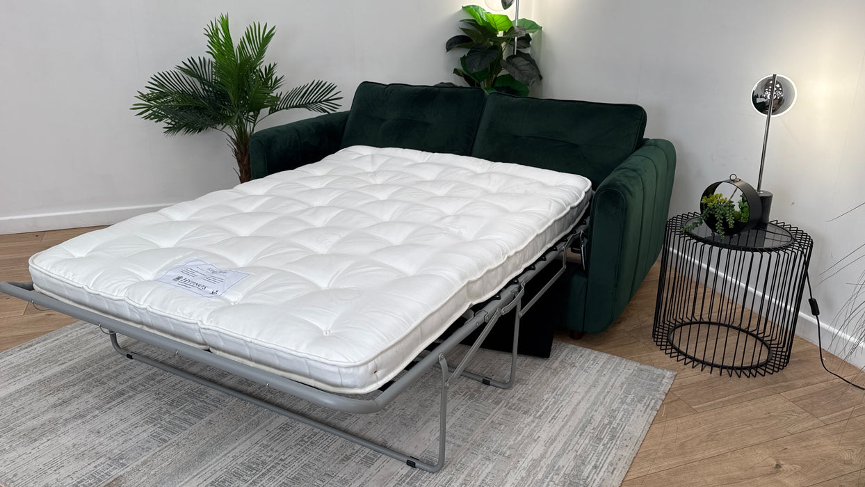 Sofology Islington Fabric 3 Seater Hypnos Deluxe Sofa Bed in Sleek Green