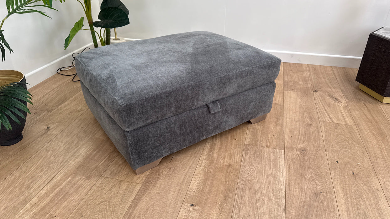 Tallulah Fabric Storage Footstool - Fabric - Chenille Slate All Over