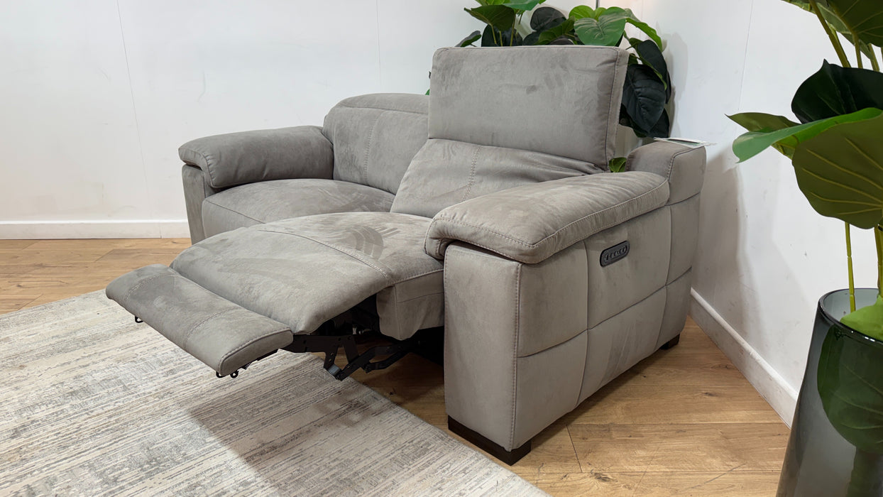 Sofology Laurence Fabric 2 Seater Power Recliner/Headrest in Lifestyle Textured Charcoal