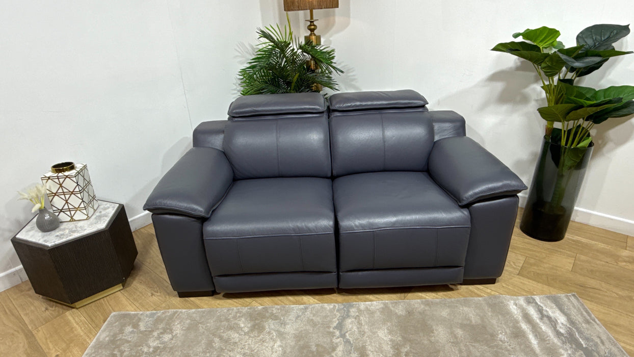 Sofology Benz Leather 2 Seater Power Recliner/Headrest in Trusty Sheen Lavender Grey