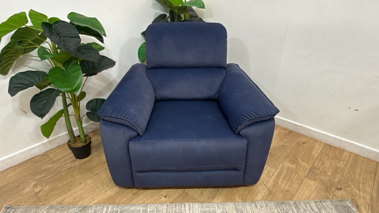 Sofology Hugo Fabric Chair Power Recliner/Headrest in Lifestyle Flecked Navy