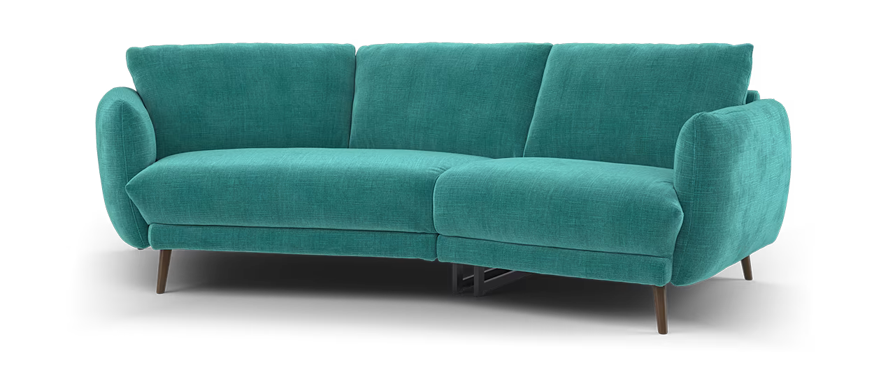 Sofology Adler Asymmetric fabric 3 Seater in Chenille Teal