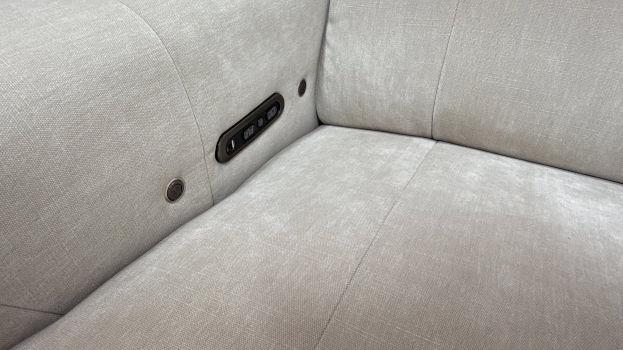 Sofology Lumiere 3 Corner 1.5 Power Recliner/Headrest Heated Seats in Relaxed Chenille Cotton