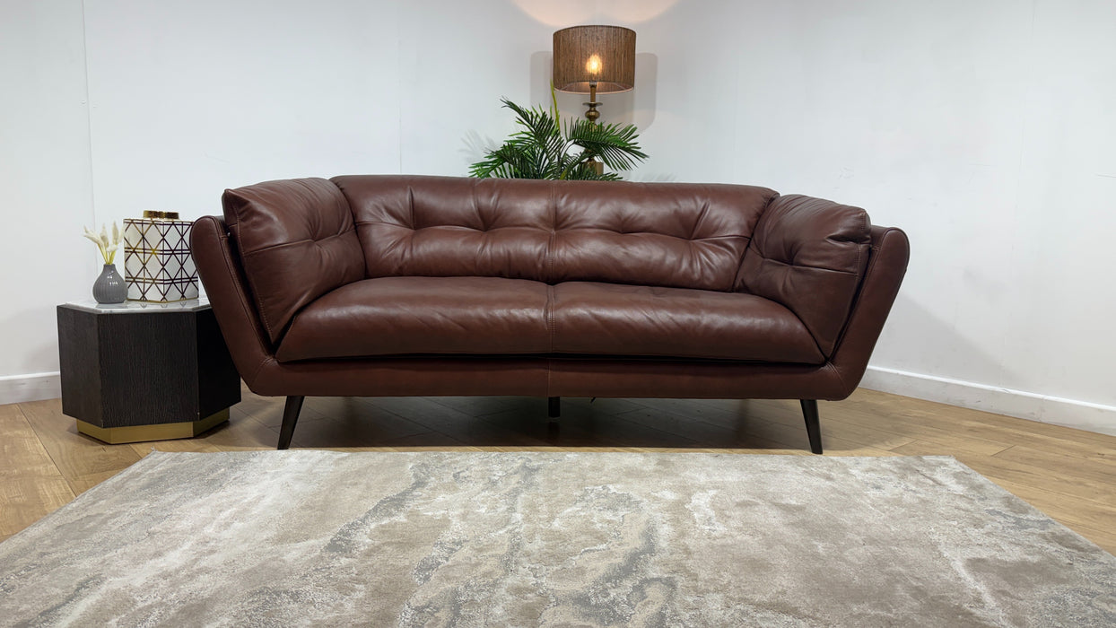 Sofology Hygge Leather 3 Seater in Relaxed Soft Brown