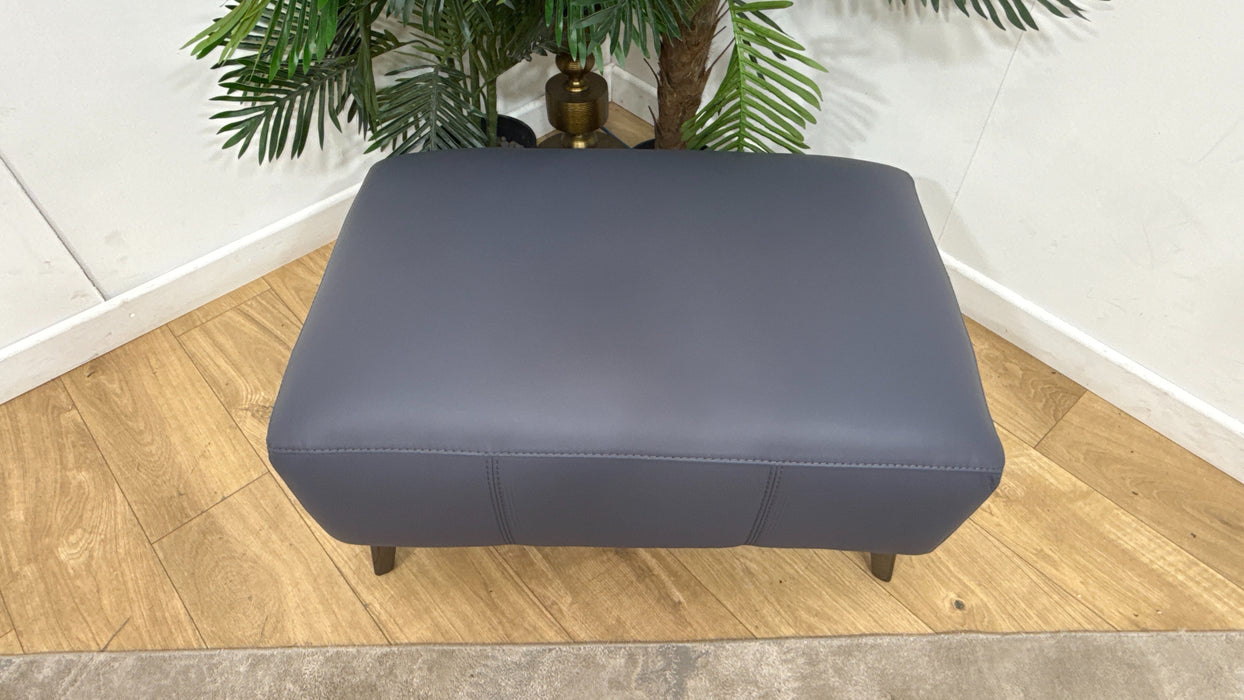 Sofology Arlington Leather Designer Footstool in Trusty Matt Steel Blue