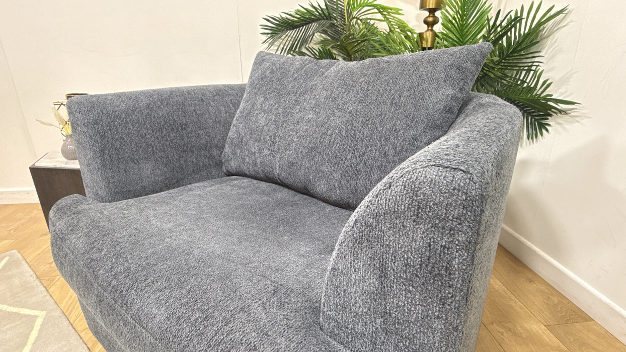Sofology Chloe Fabric Loveseat Full Back in Soft Boucle Anthracite Mix