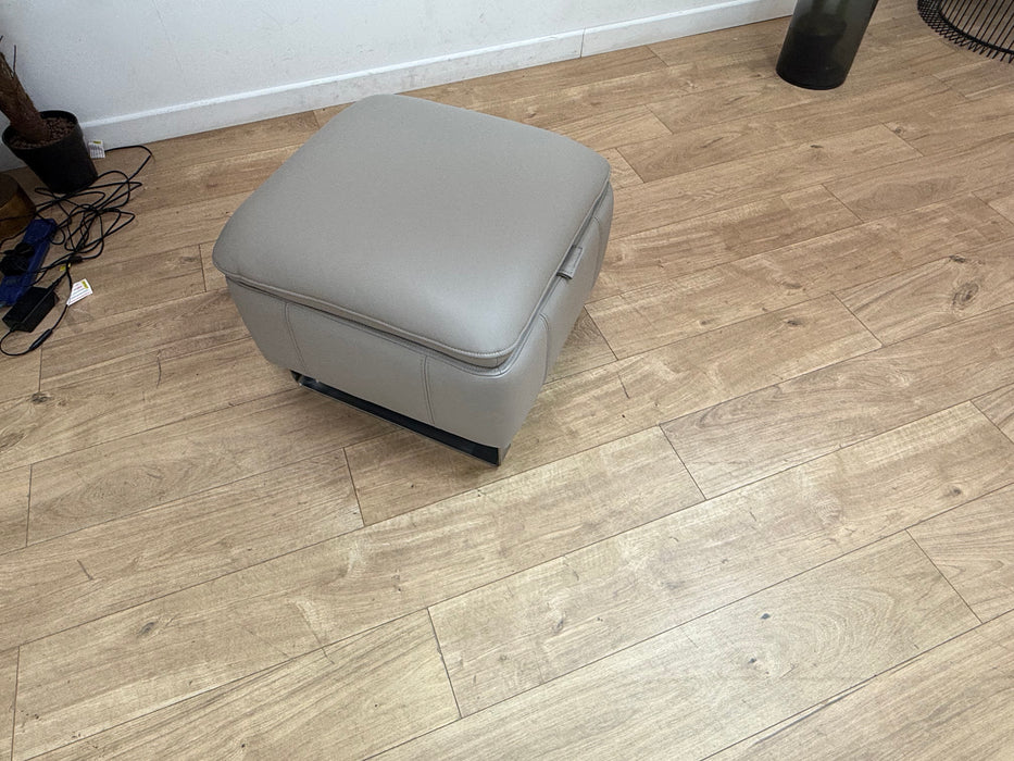 Sofology Ravello Leather Designer Storage Footstool in Trusty Embossed Light Grey