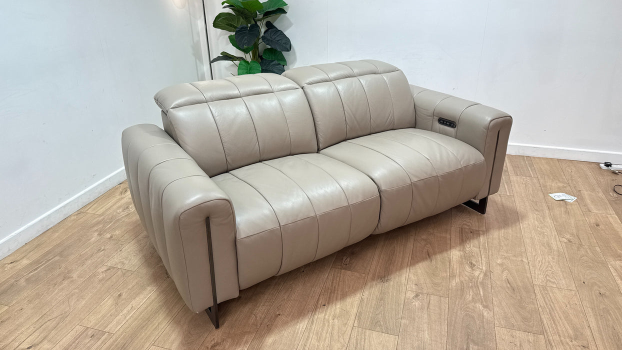 Sofology Paramount Leather 2.5 Seater Power Recliner/Headrest in Trusty Embossed Stone