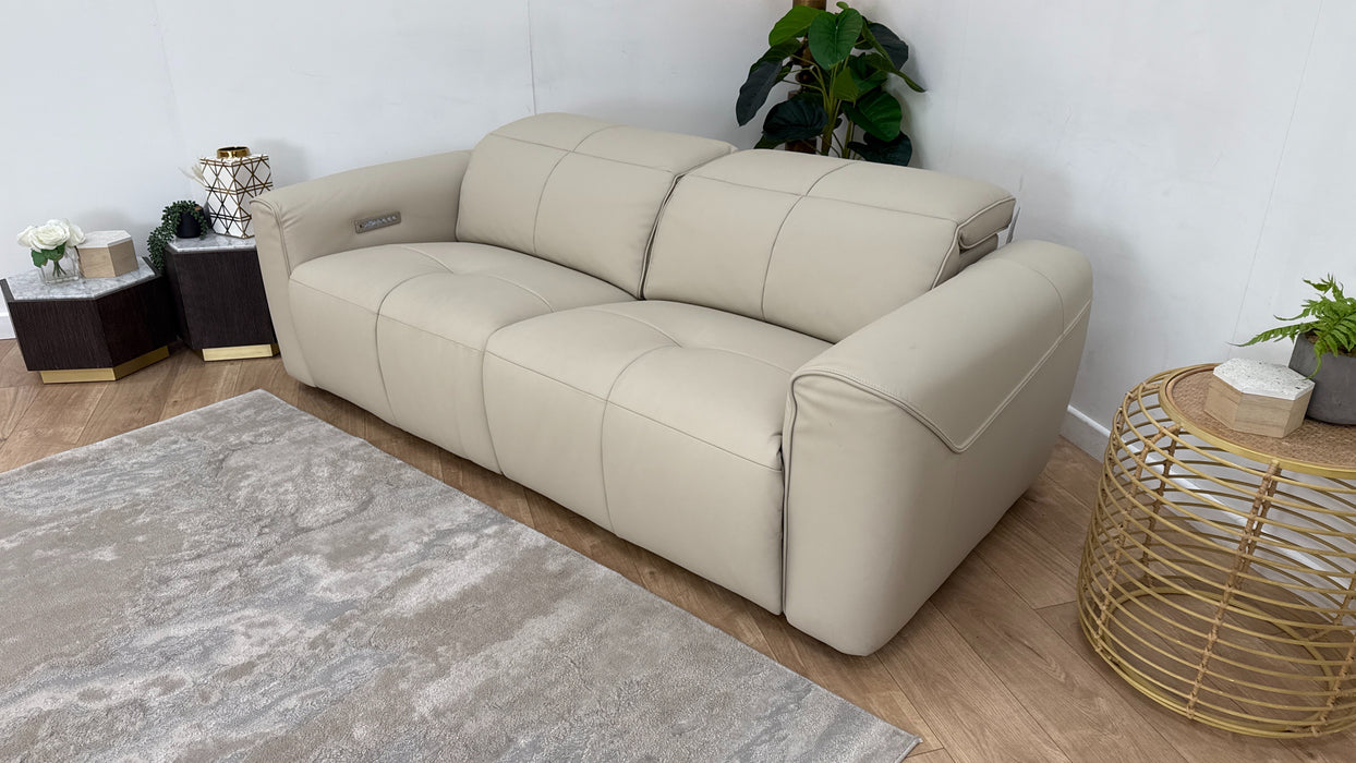 Sofology The Riviera Leather 2.5 Seater Power Recliner/Headrest in Trusty Super Matt Stone