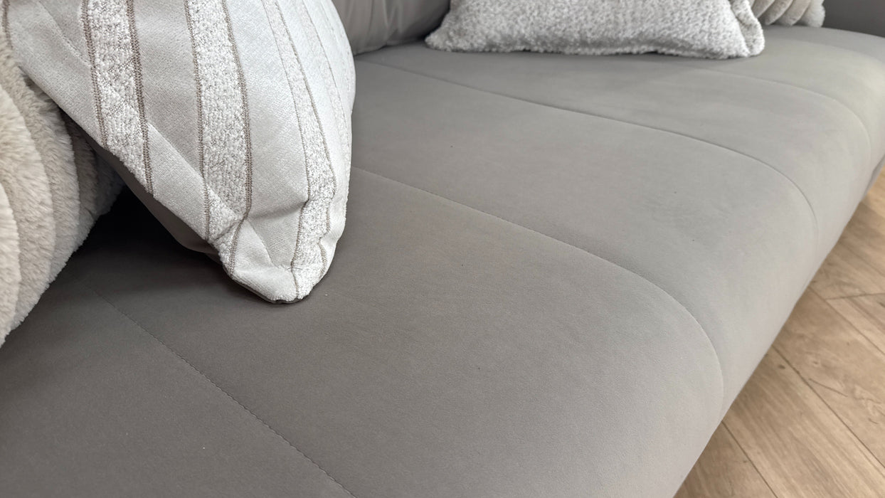 Sofology The Oscar 3 Seater Fabric Sofa in Super Matt Velvet Pebble Mix