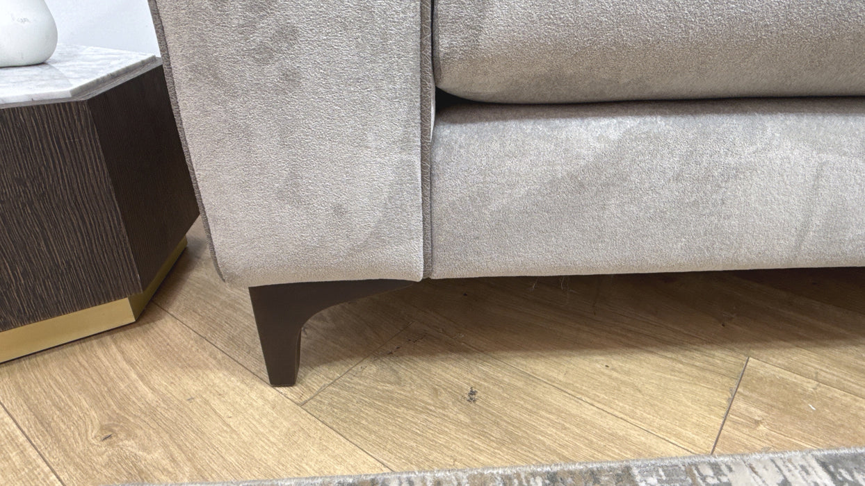 Sofology Wildwood Fabric 3 Seater in Soft Sherpa Silver Contrast Piping Mix