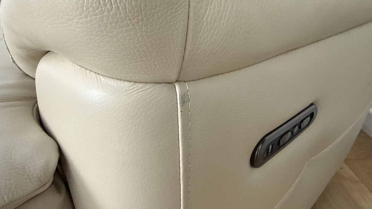 Sofology Gracie Leather 2 Seater Power Recliner/Headrest in Trusty Sheen Bone China