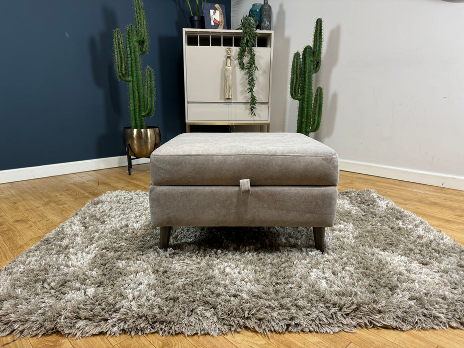 The Hackney Fabric Storage Footstool - Dapple Stone (WA2)