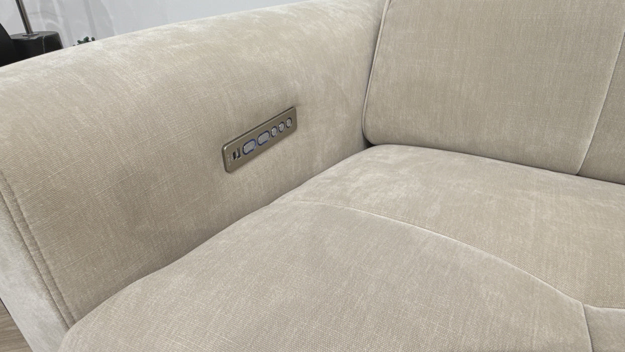 Sofology Riviera Loveseat Power Recliner Fabric Chair in Chenille Cotton