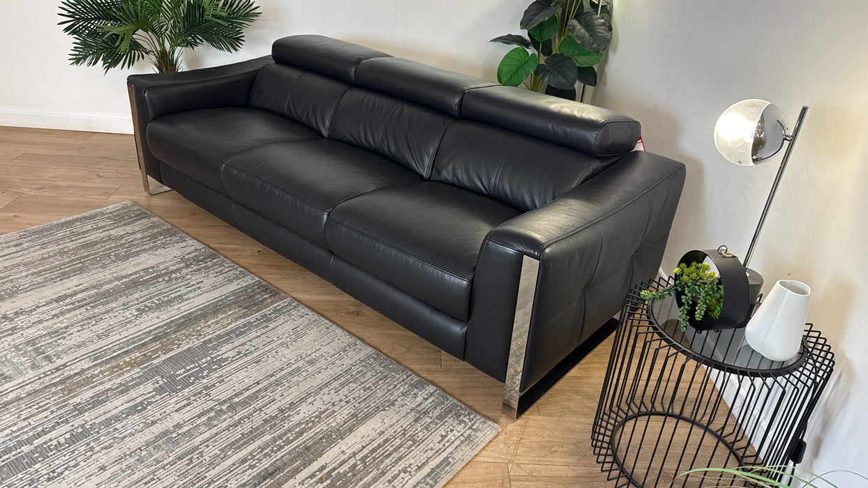 Sofology The Torres Leather 4 Seater in Jet Black