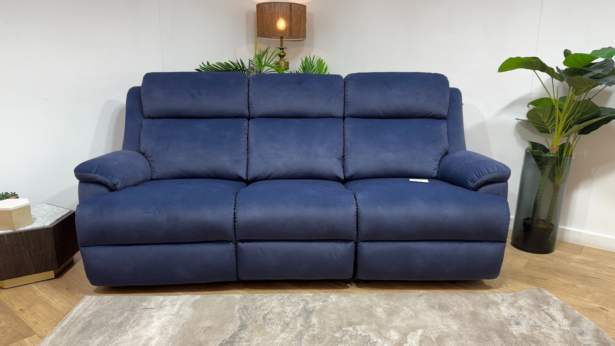 Sofology Gracie Fabric 3 Seater Power Recliner/Headrest in Lifestyle Flecked Navy