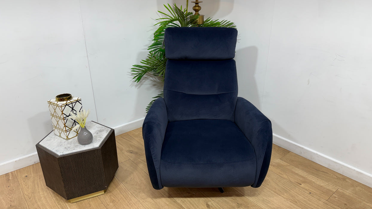 Sofology Monroe Fabric Chair Power Recliner in Lifestyle Mottled Navy Blue