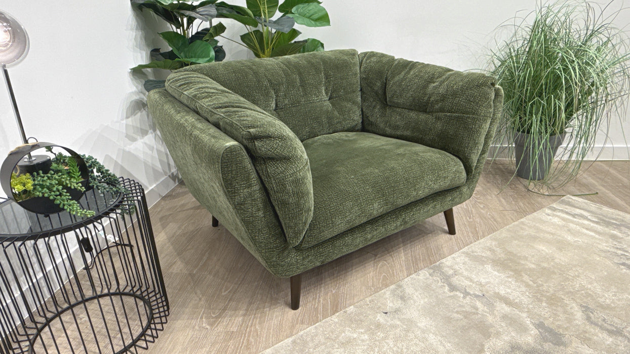 Sofology Hygge Fabric Loveseat in Heavy Textured Chenille Olive