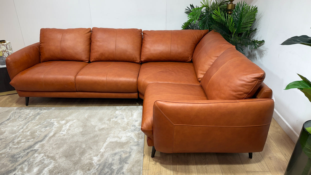 Sofology Adler Leather 2 Corner 1 in Relaxed Soft Amber