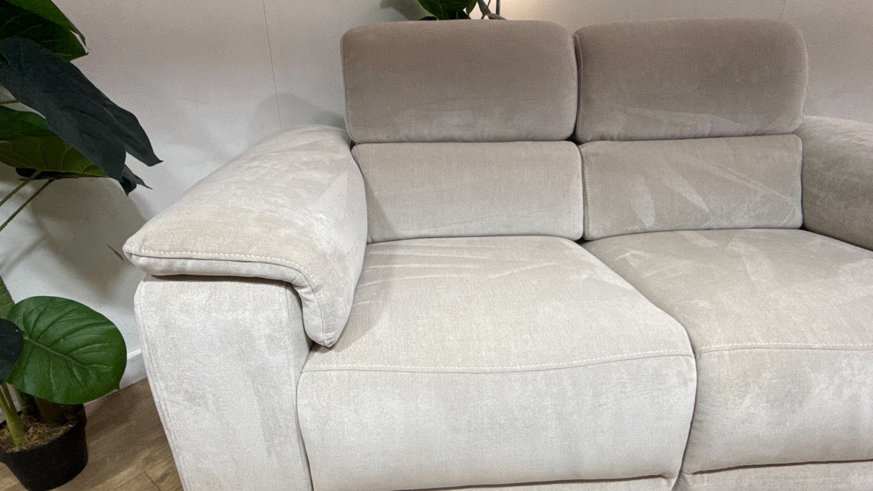 Sofology Fratelli Fabric 2 Seater Power Recliner/Headrest in Lifestyle Flecked Stone