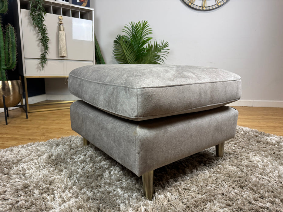 The Hackney Footstool Lifestyle Dapple Fabric Stone All over Memory Foam - WA2