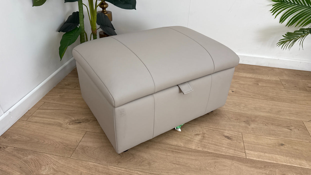 Sofology Lumiere Leather Designer Footstool in Trusty Super Matt Cloud Grey
