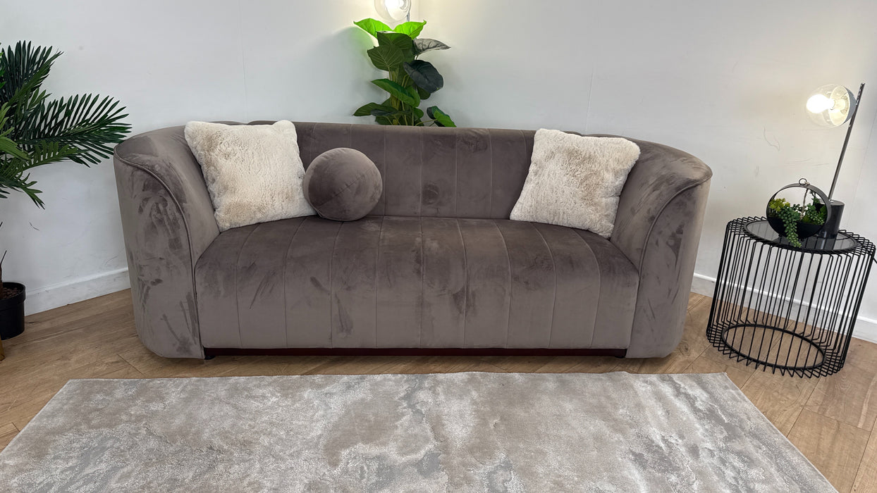 Sofology The Fitzrovia 3 Seater Fabric Sofa in Matt Velvet Mole Mix With Trim