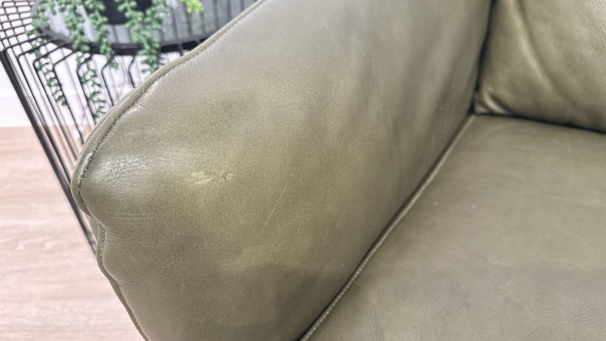 Sofology Adler Leather 4 Seater Asymmetric in Relaxed Soft Olive