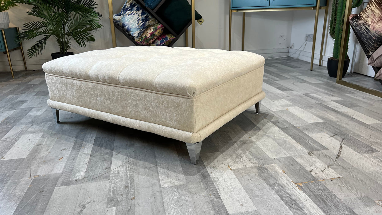 Midas Designer Footstool - Fabric - ivory All Over