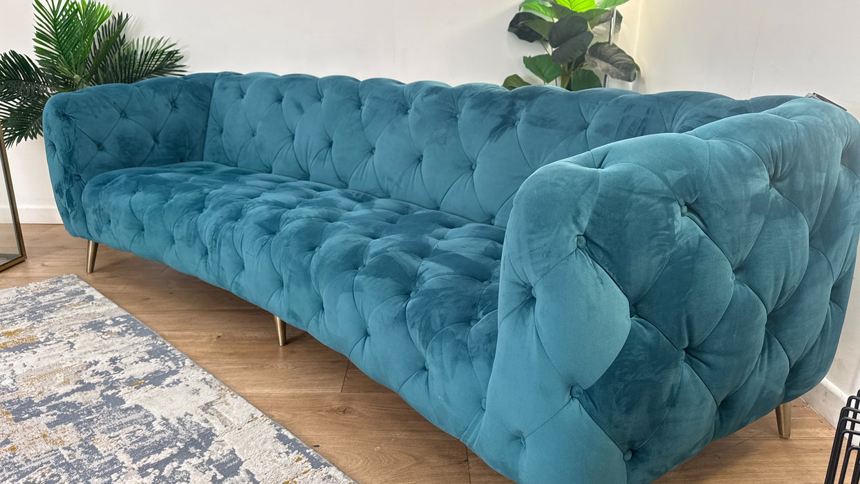 Sofology Alchemist Fabric 4 Seater in Plush Peacock