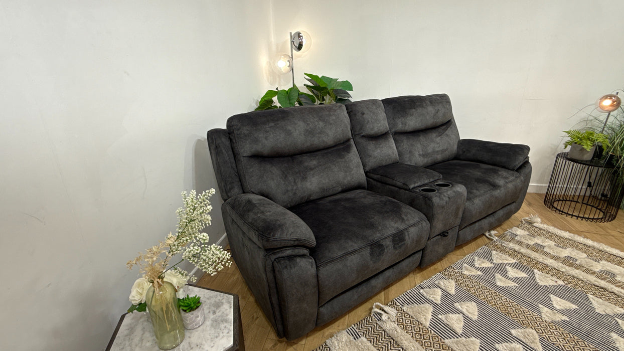 DFS Trek 2 seater Power Recliner with console in Charcoal