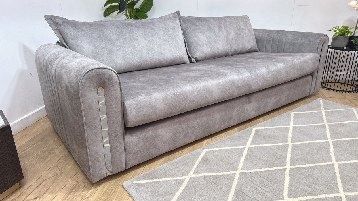 Sofology Savoy Fabric 4 Seater Silver Trim in Lifestyle Dapple Fabric Silver Mix