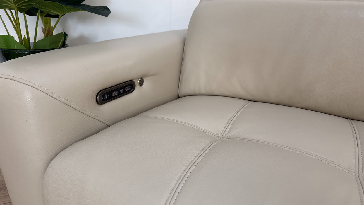 Sofology Marvella Leather 4 Seater Split + Console Recliner in Bone China