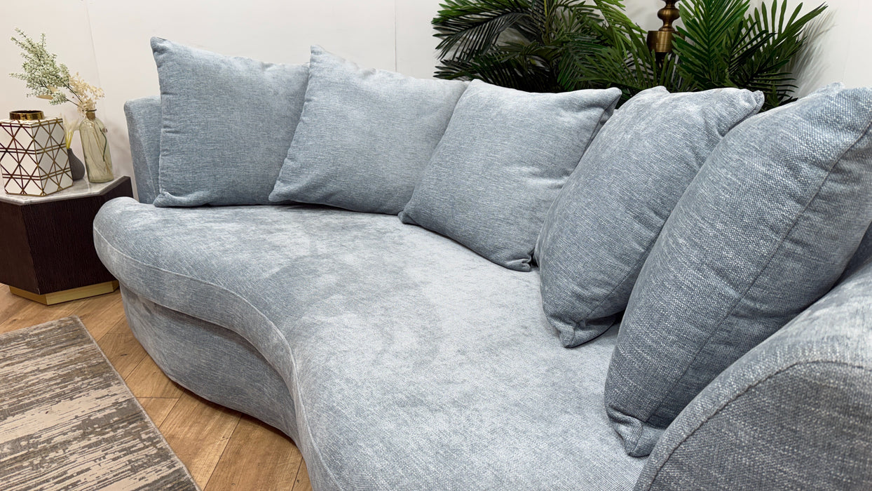 Sofology Chloe Fabric 4 Seater Pillow Back in Linen Look Chenille Sky Mix