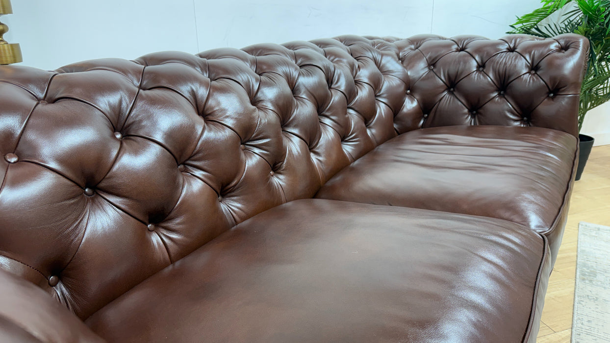 Sofology Darcy Leather 3 Seater without Studs in Trusty Supersoft Sheen Chestnut
