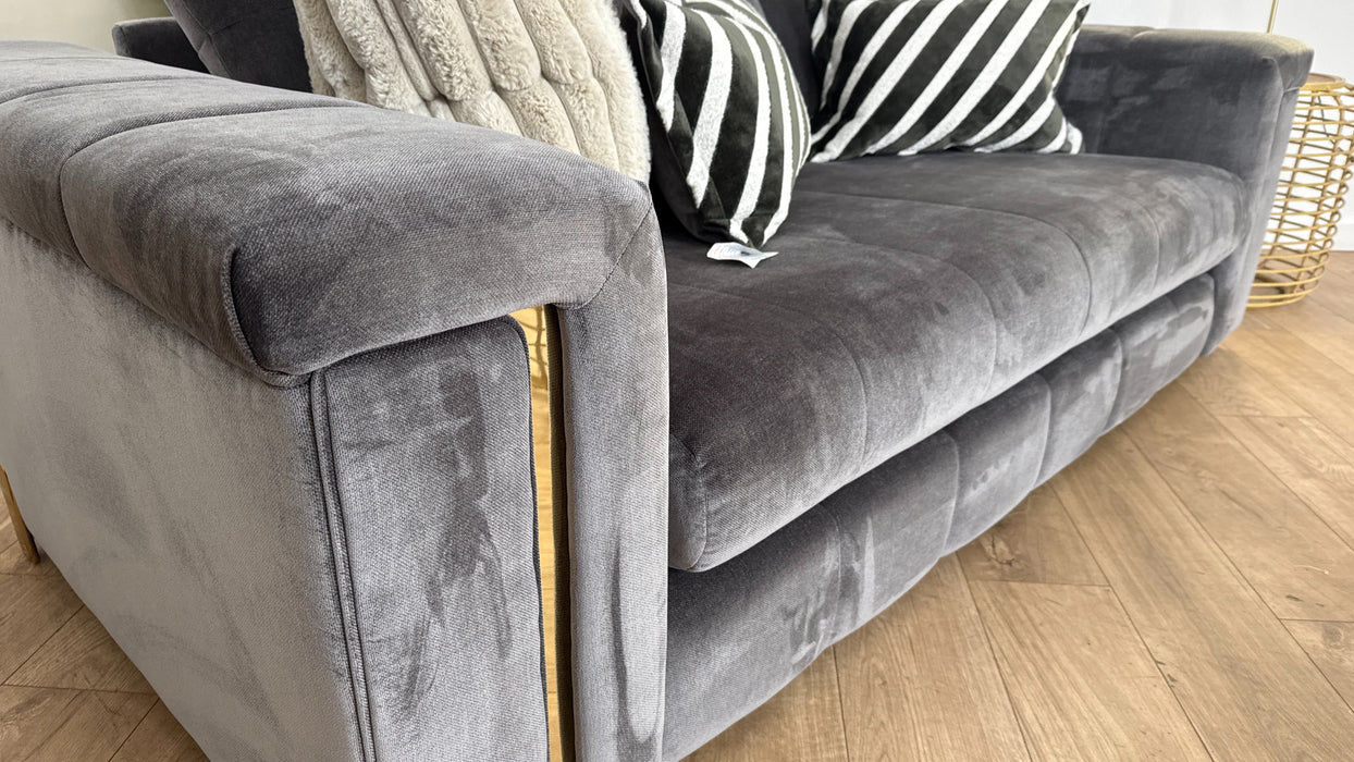 Sofology The Oscar 2 Seater Fabric Sofa in Fine Textured Chenille Grey Mix