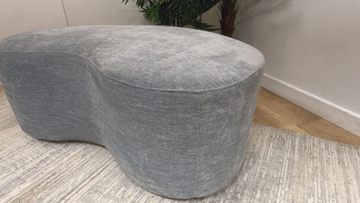 Sofology Chloe Designer Footstool in Linen Look Chenille Sky