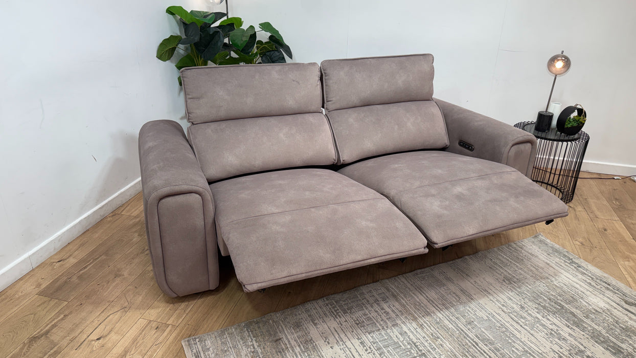 Sofology Premiere Fabric 2.5 Seater Power Recliner/Headrest in Lifestyle Flecked Nutmeg