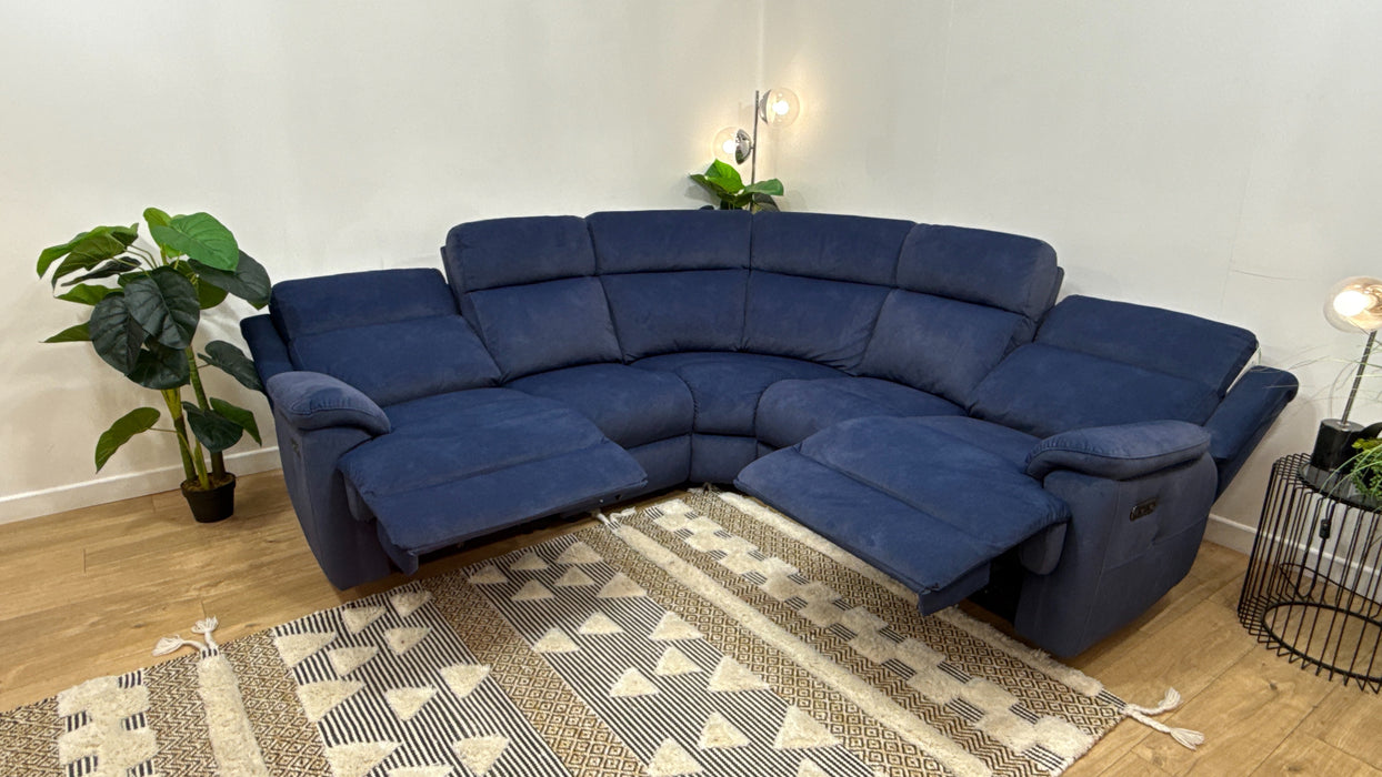 Sofology Gracie Fabric 1 Corner 3 Power Recliner in Lifestyle Flecked Navy