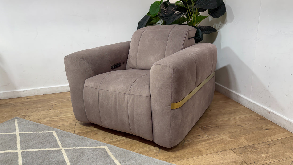 Sofology Lumiere Fabric Chair Power Recliner/Headrest in Lifestyle Flecked Nutmeg