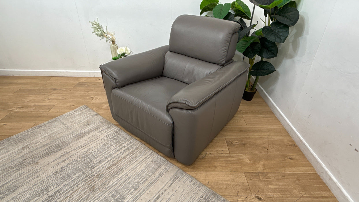Sofology Hugo Leather Chair Power Recliner/Headrest in Trusty Embossed Elephant
