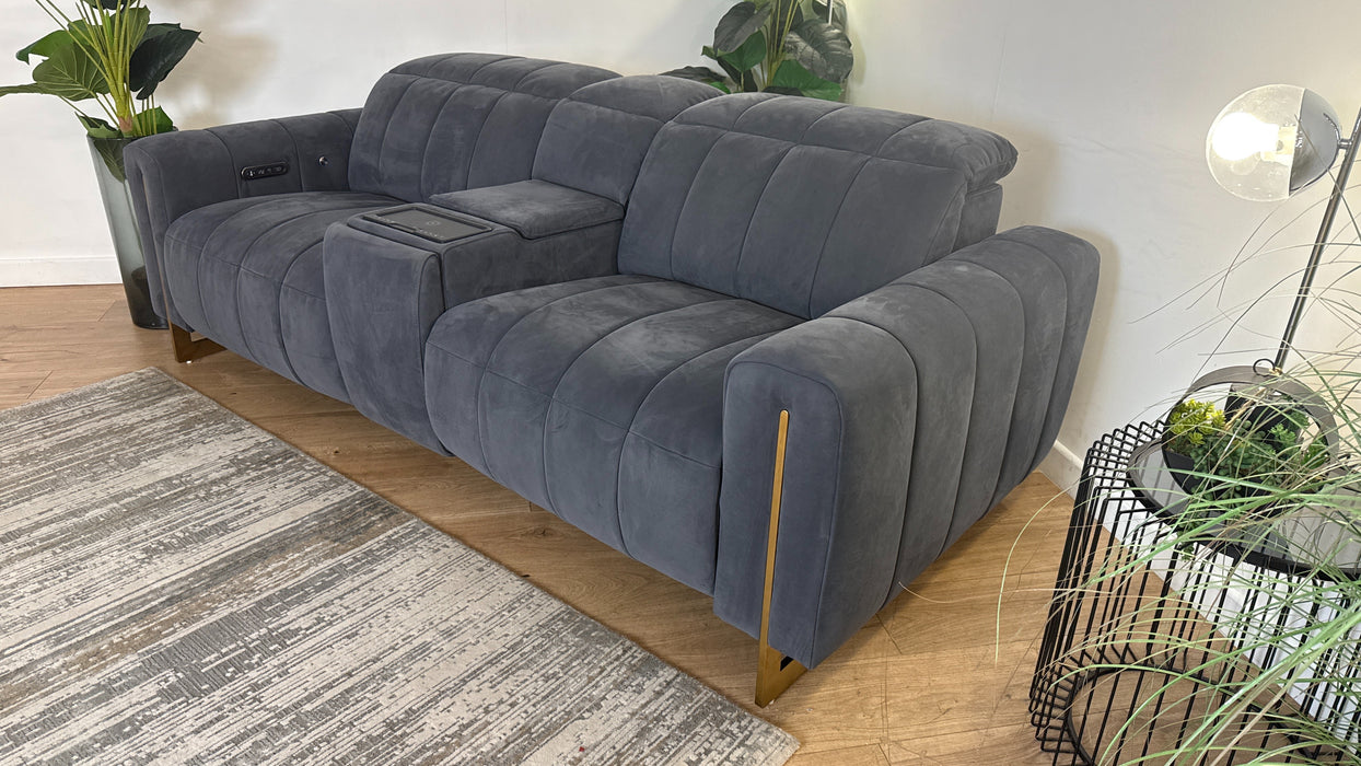 Sofology The Paramount Fabric 2.5 Seater Console Power Recliner/Headrest Heated Seats Speakers in Lifestyle Nubuck Feel Charcoal