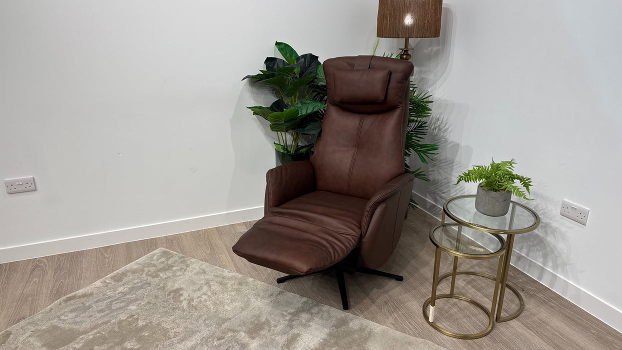 DFS Luxford Express Chair Power Rise & Recliner in Chestnut