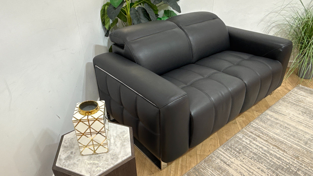 Sofology Marvella Leather 2 Seater in Trusty Sheen Jet Black